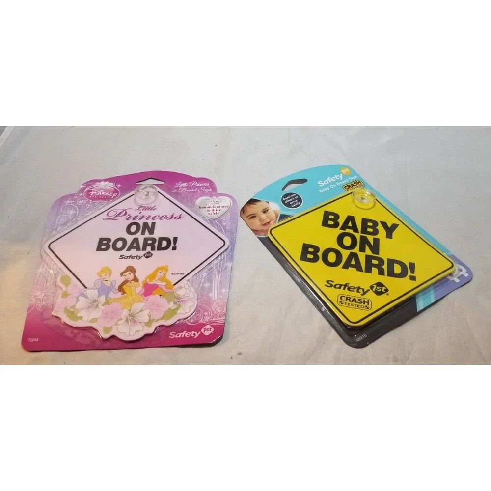 Baby on Board Signs w/ Suction Cup and Disney Princess On Board by Safety NEW